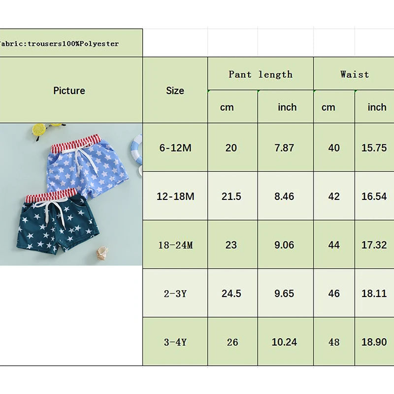 Lioraitiin Toddler Baby Boys Beach Shorts Kids Independence Day