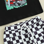 Lioraitiin Toddler Boys Outfits Letter Car Print Sleeveless Tank Tops