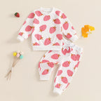 Lioraitiin Toddler Girls Outfits Strawberry Print Long Sleeve