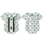 Lioraitiin 0-3Y Newborn Baby Girls Romper Bowknit Print Short Puff
