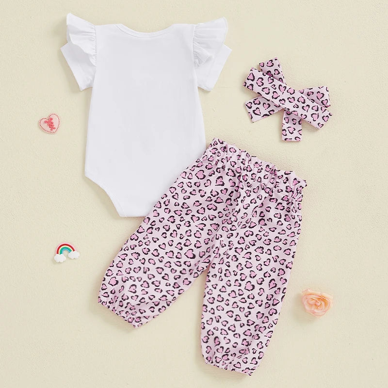 Lioraitiin Baby Girls Outfits Short Sleeve Letter Print Romper with