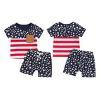 Lioraitiin Toddler Baby Boy 4th of July Outfits O-Neck Short Sleeve