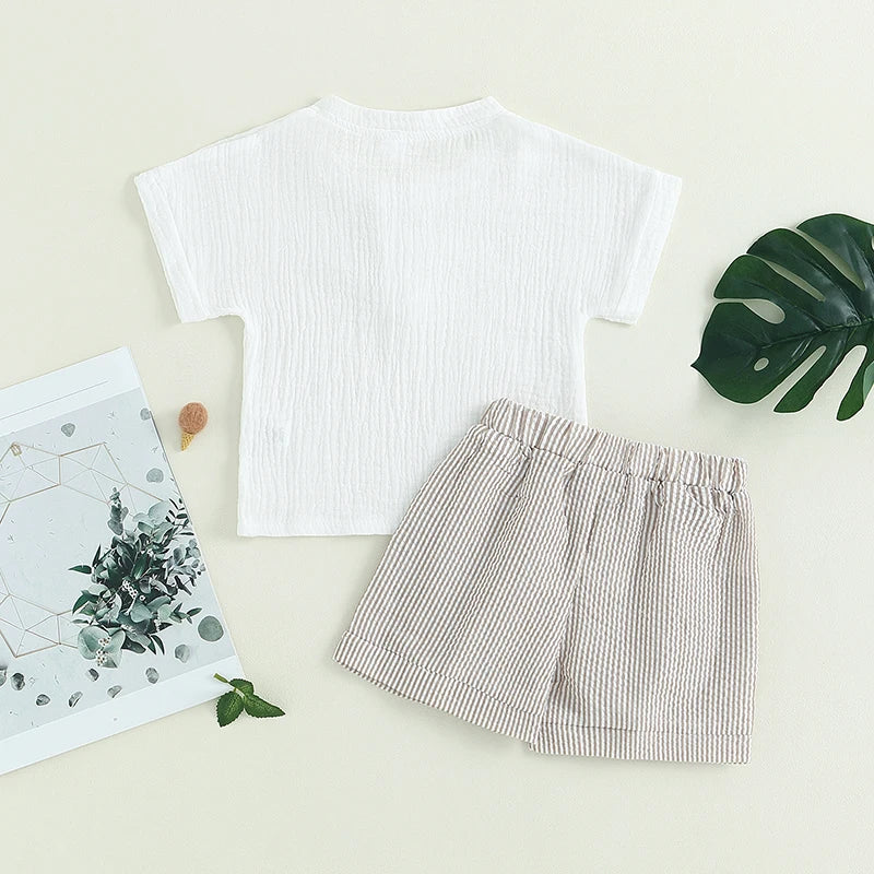 Lioraitiin 6M-4Y Toddler Baby Girls 2Pcs Outfits Short Sleeve T-Shirt