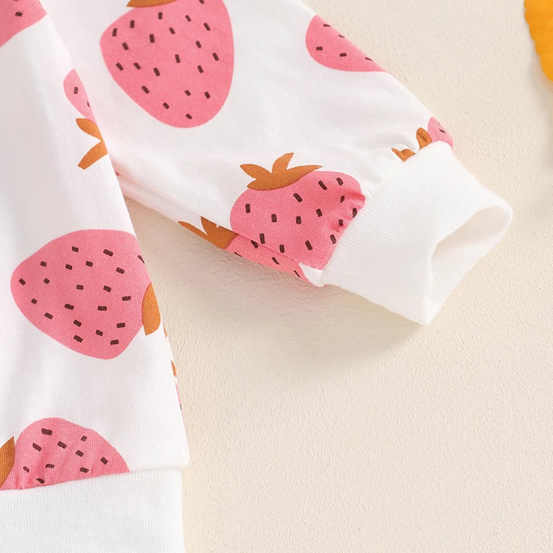 Lioraitiin Toddler Girls Outfits Strawberry Print Long Sleeve