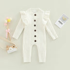 Lioraitiin 0-18M Baby Girl’s Knitted Long Sleeve Jumpsuit Fashion
