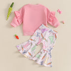 Lioraitiin Toddler Girl Easter Outfit Bunny Embroidery Long Sleeve