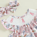 Lioraitiin Toddler Girls Dress Rabbit/Easter Eggs Print Fly Sleeve