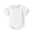 Lioraitiin 0-24M Baby Boys Girls Rompers Solid Short Sleeve O-neck