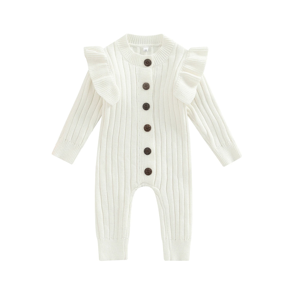 Lioraitiin 0-18M Baby Girl’s Knitted Long Sleeve Jumpsuit Fashion
