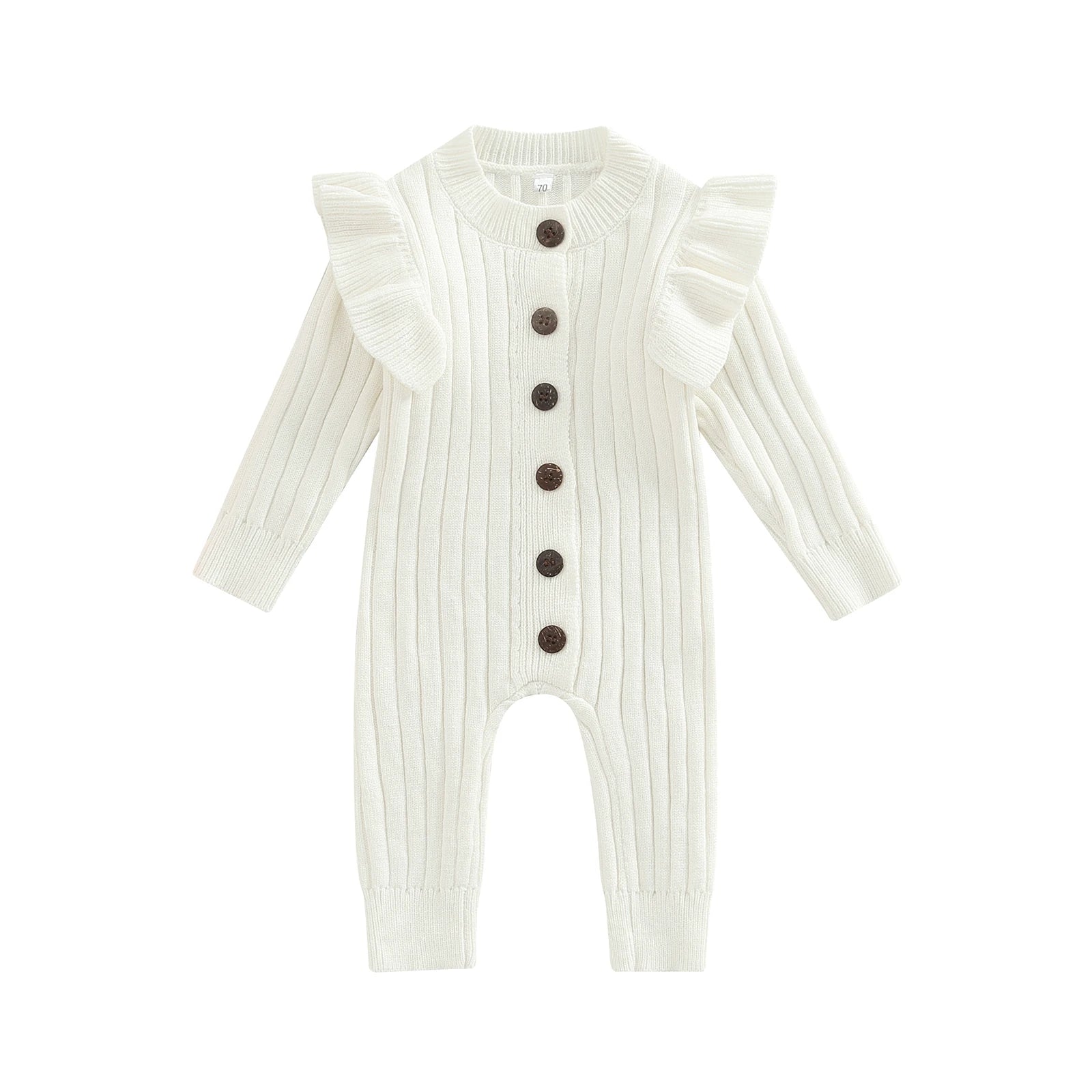 Lioraitiin 0-18M Baby Girl’s Knitted Long Sleeve Jumpsuit Fashion