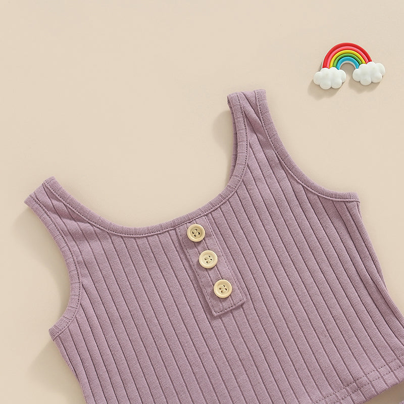 Lioraitiin 0-8Years Kid Girls 2Pcs Pants Suit Sleeveless Knitting