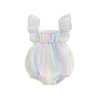 Lioraitiin 0-18M Baby Girls Bodysuit Fly Sleeve Square Neck Tie-dye