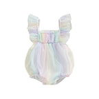 Lioraitiin 0-18M Baby Girls Bodysuit Fly Sleeve Square Neck Tie-dye
