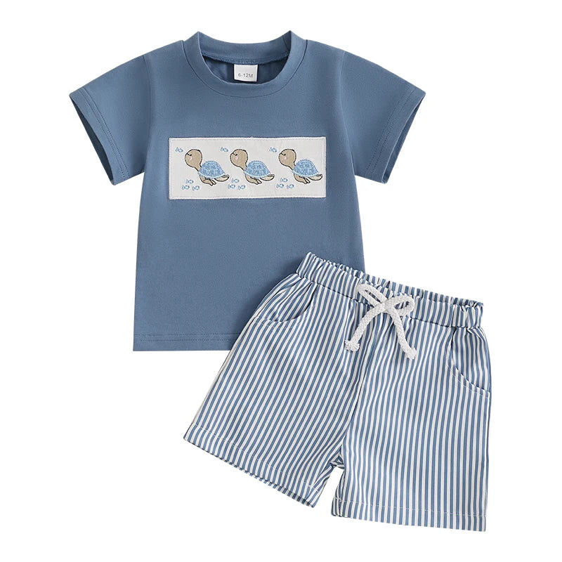 Lioraitiin Toddler Baby Boy Shorts Set Whale/Dinosaur/Turtle Short