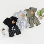 Lioraitiin 0-4Years Baby Kids Boys 2Pcs Set Short Sleeve Crew Neck
