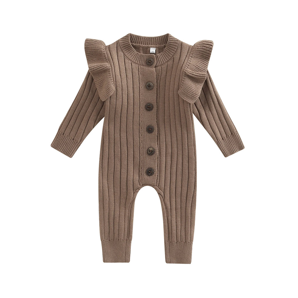Lioraitiin 0-18M Baby Girl’s Knitted Long Sleeve Jumpsuit Fashion