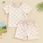 Lioraitiin 0-3Y Toddler Baby Girl Short Outfit Checkered Plaid Short