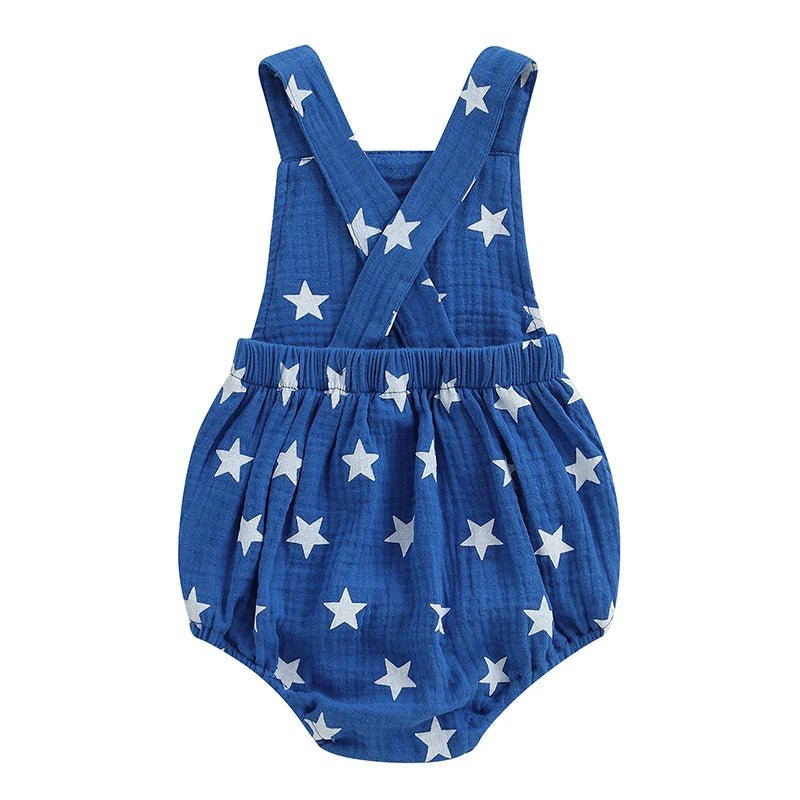 Lioraitiin Baby Girls Boys Romper Sleeveless Stars Print Bodysuit
