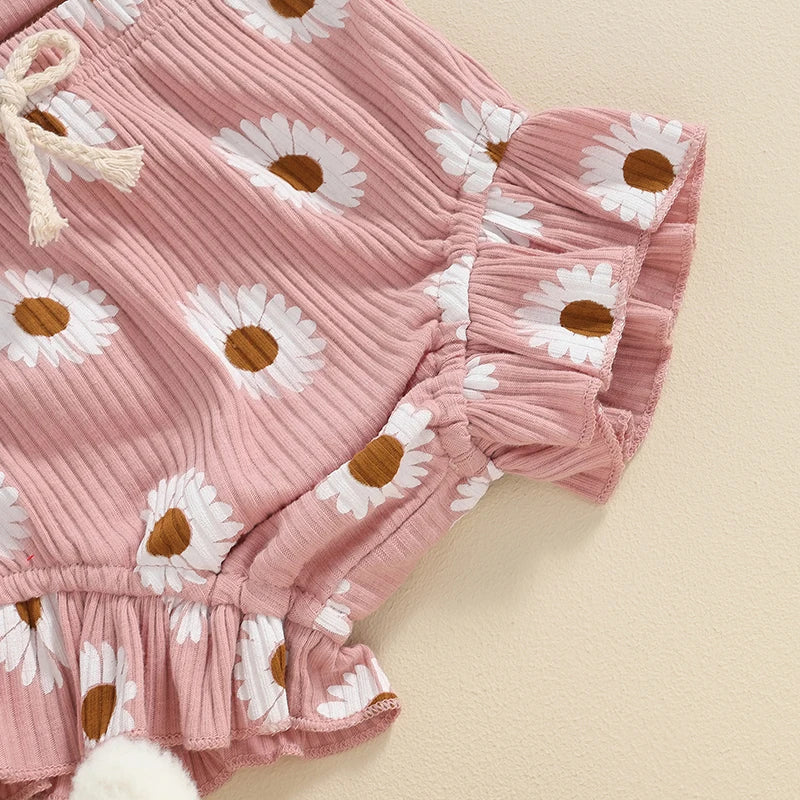 Lioraitiin 0-18M Baby Girls Shorts Sets Flying Sleeve Letter Print