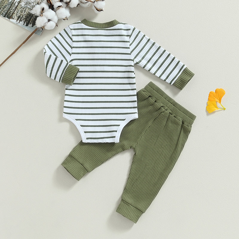 Lioraitiin 0-24M Infant Baby Boy 2Pcs Outfits Long Sleeve Striped