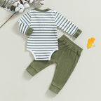 Lioraitiin 0-24M Infant Baby Boy 2Pcs Outfits Long Sleeve Striped