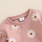Lioraitiin Toddler Girl Outfit Daisy Print Long Sleeve Sweatshirt