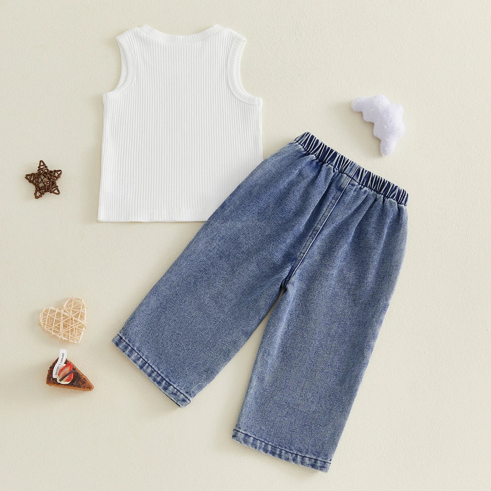 Lioraitiin 2Pcs Toddler Girls Outfits Sleeveless Crew Neck Solid