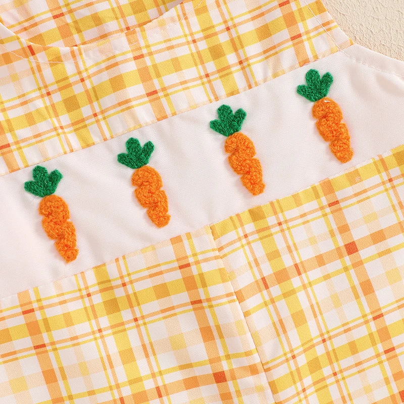 Lioraitiin Newborn Baby Girls Easter Romper Bunny Carrot Embroidery