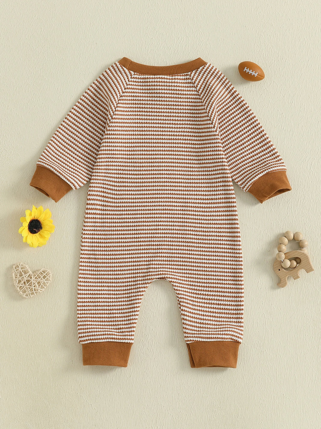 Lioraitiin Baby Boy Sweatshirt Romper Rugby Stripe Print Long Sleeve