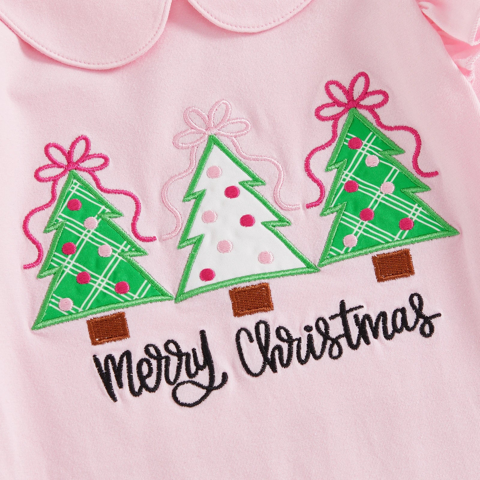 Lioraitiin Baby Girl Christmas Romper Long Sleeve Doll Collar