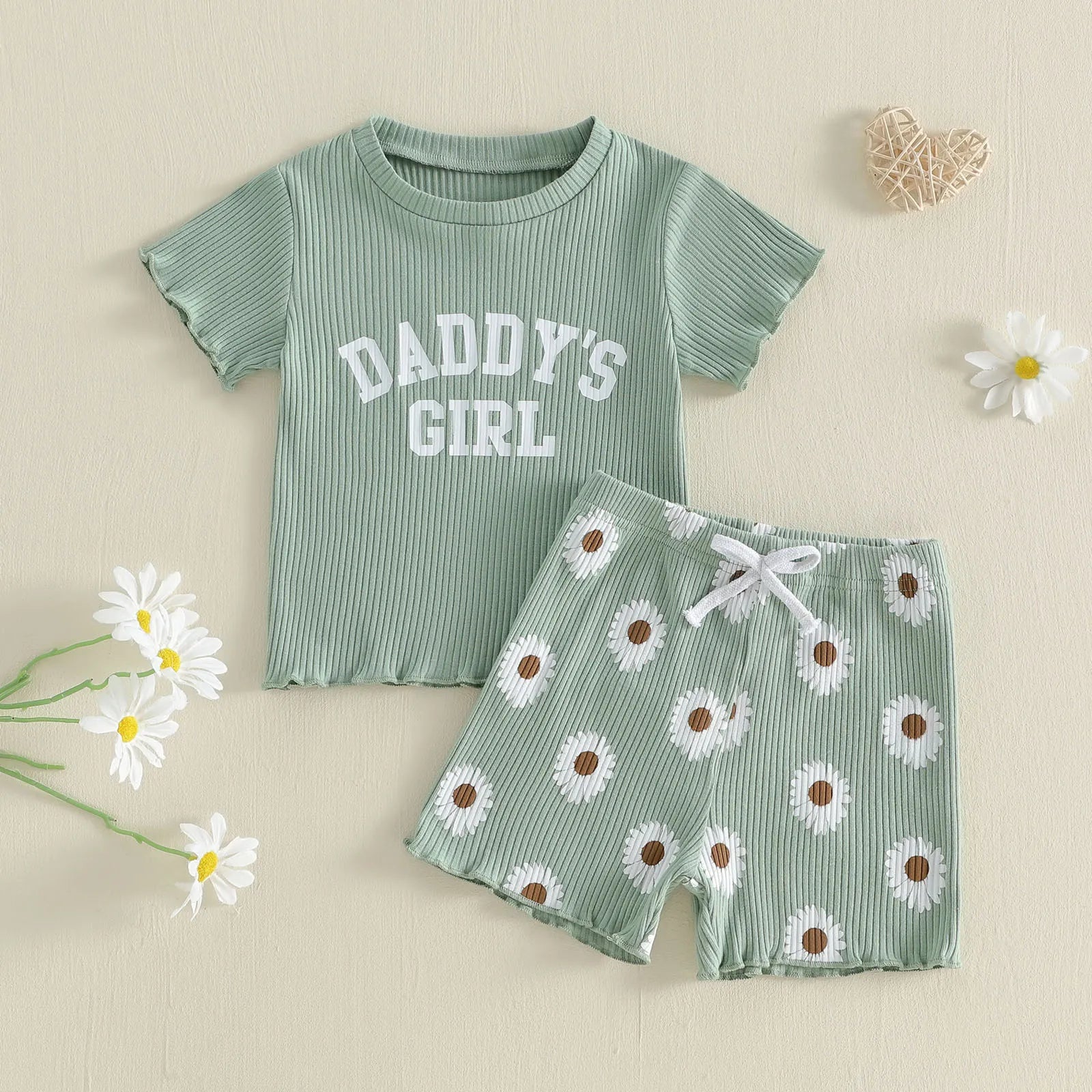 2Pcs Toddler Baby Girls Outfits Short Sleeve Crew Neck Letters Print