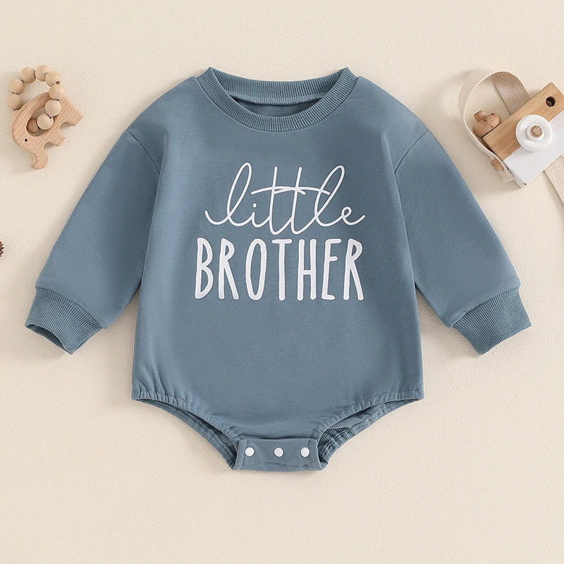 Lioraitiin Baby Boys Sweatshirts Rompers Letter Print Round Neck Long