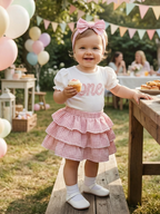 Lioraitiin Baby Girl 1st Birthday Outfit Cute Short Sleeve Letters