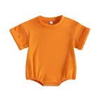 Lioraitiin 0-24M Baby Boys Girls Rompers Solid Short Sleeve O-neck