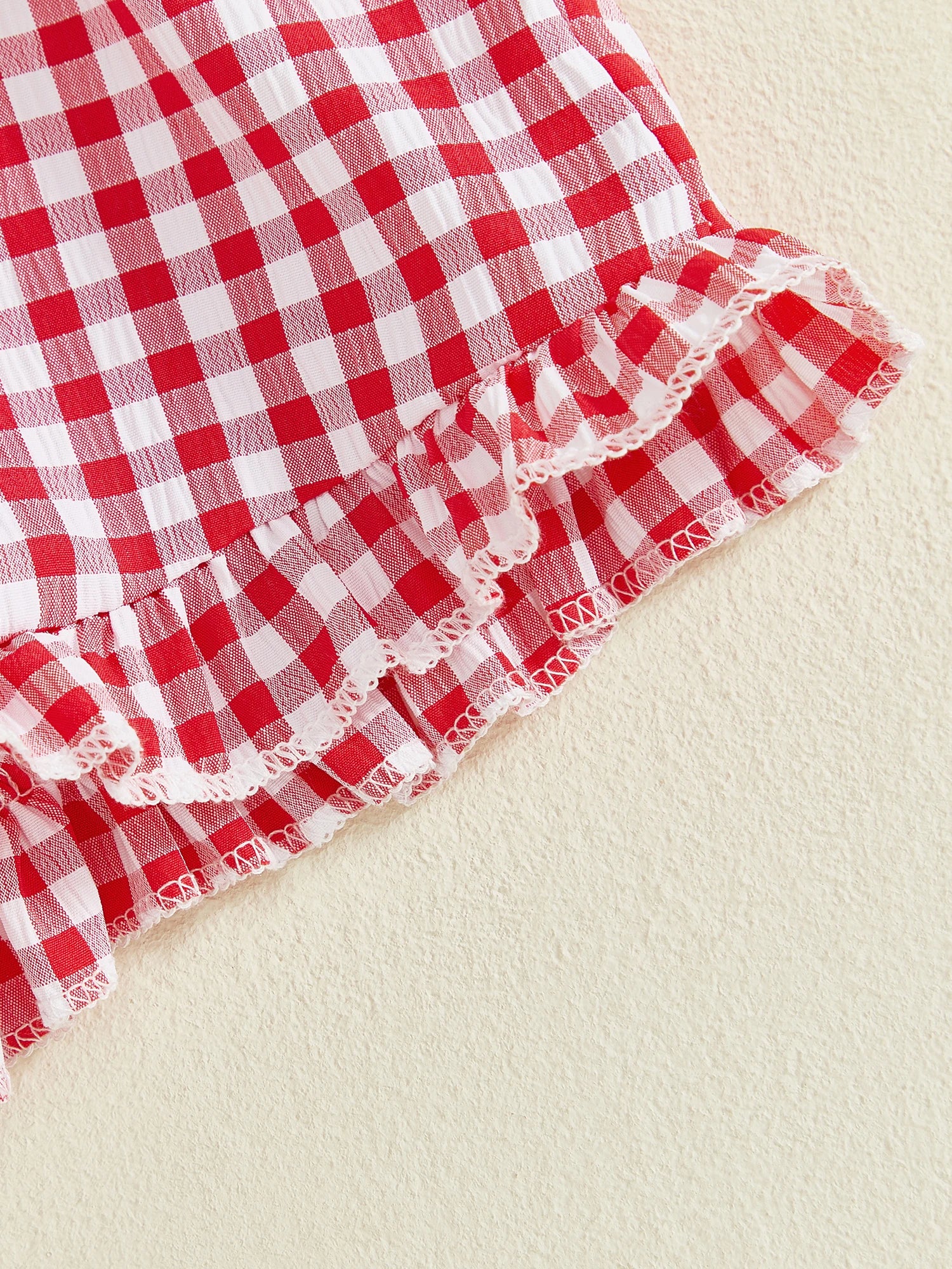 Lioraitiin Toddler Baby Girl Outfit Strawberry Embroidered Plaid Bows