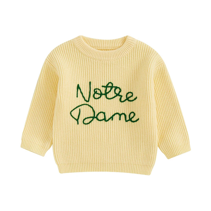 Lioraitiin 2 Colors Toddler Kids Baby Boys Sweater Letter Embroidery