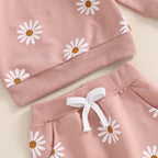 Lioraitiin Toddler Girl Outfit Daisy Print Long Sleeve Sweatshirt