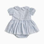Lioraitiin Baby Girls Romper Dress Short Sleeve Bow Embroidery Floral