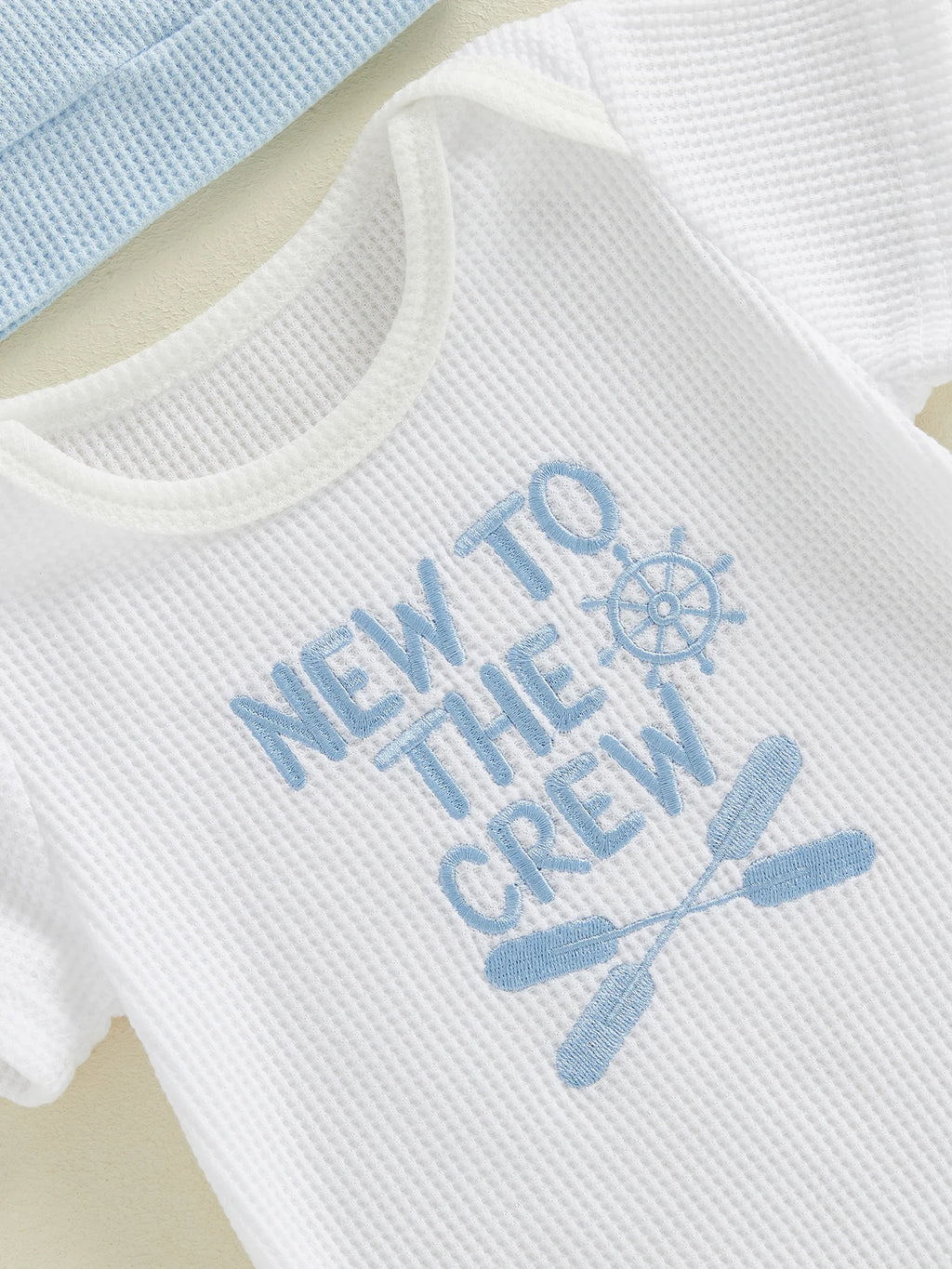 Baby Boys Outfits Letter Embroidery Round Neck Short Sleeve Waffle