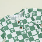 Lioraitiin Newborn Baby Boy Romper Short Sleeve Round Neck Checkered
