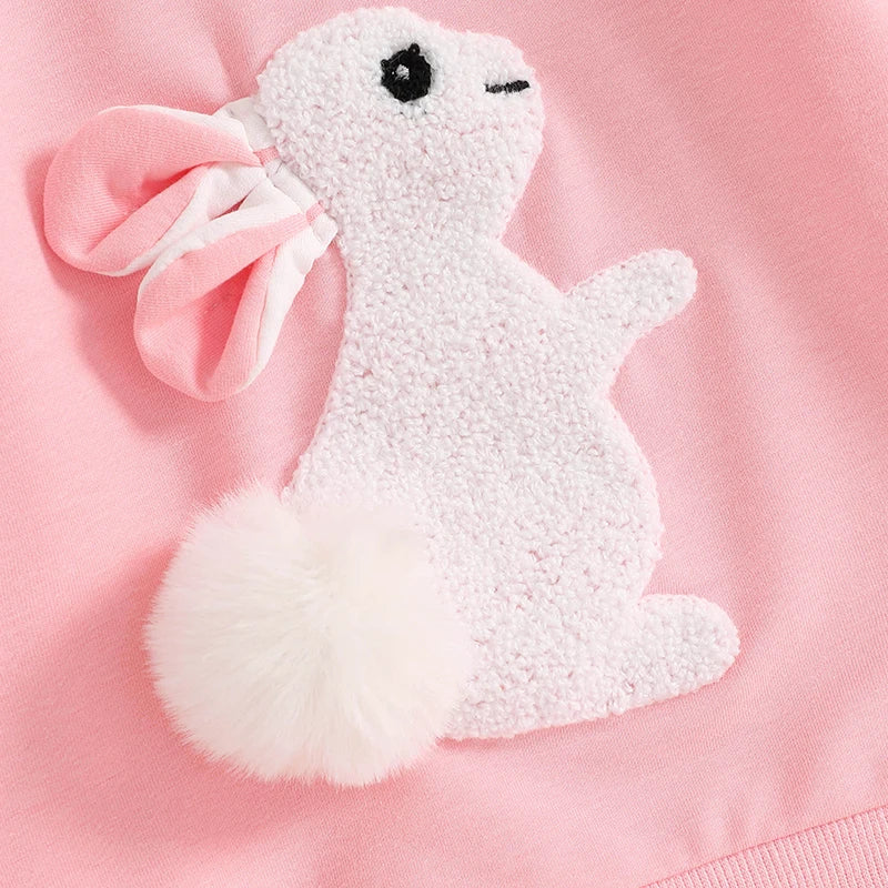 Lioraitiin Toddler Girls Boys Sweatshirts Easter Rabbit Embroidered