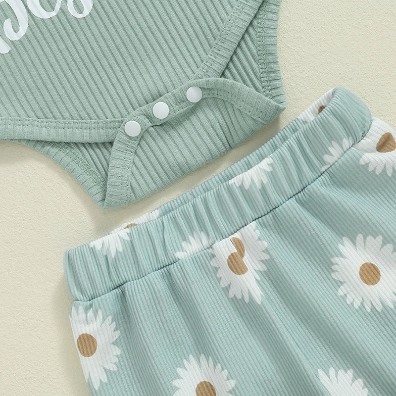 Lioraitiin 0-18M Baby Girls Outfits Letter Print Long Sleeve Romper