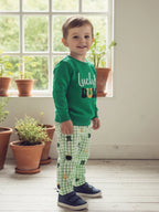 Lioraitiin Toddler Baby Girls Outfits Shamrock Letter Print Crew Neck