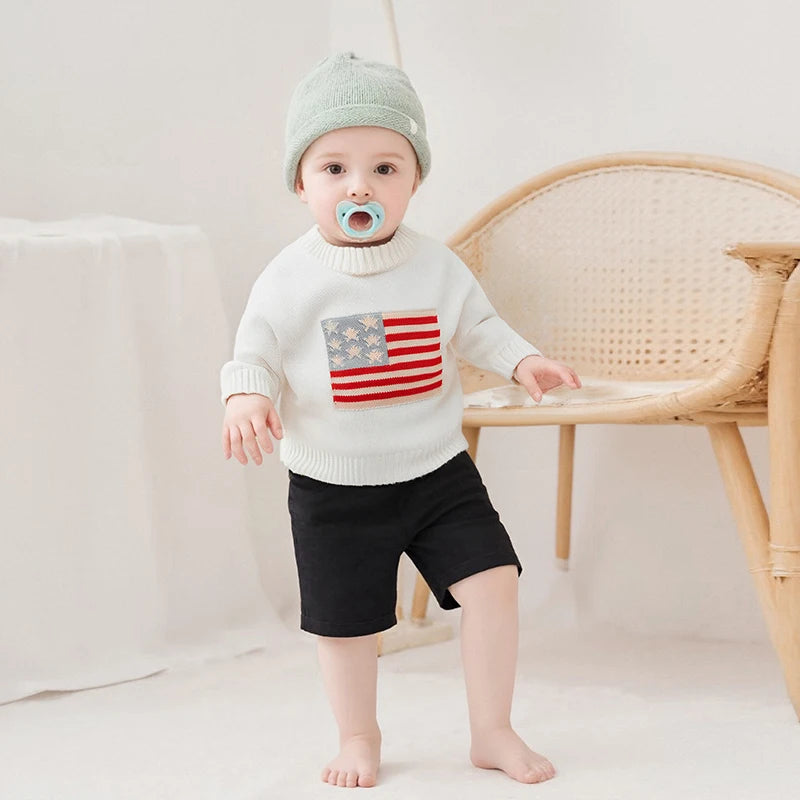 Lioraitiin Kids Baby Girls Boys 4th of July Sweater US Flag Pattern