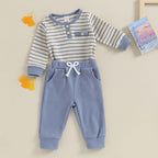 Lioraitiin 0-18M Newborn Baby Boy Girl Waffle Knit Striped Romper