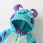Lioraitiin 0-3Years Infant Baby Boy Girl Fleece Jumpsuit Horn Hooded