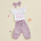 Lioraitiin Baby Girls Outfits Short Sleeve Letter Print Romper with
