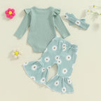 Lioraitiin 0-18M Baby Girls Outfits Letter Print Long Sleeve Romper