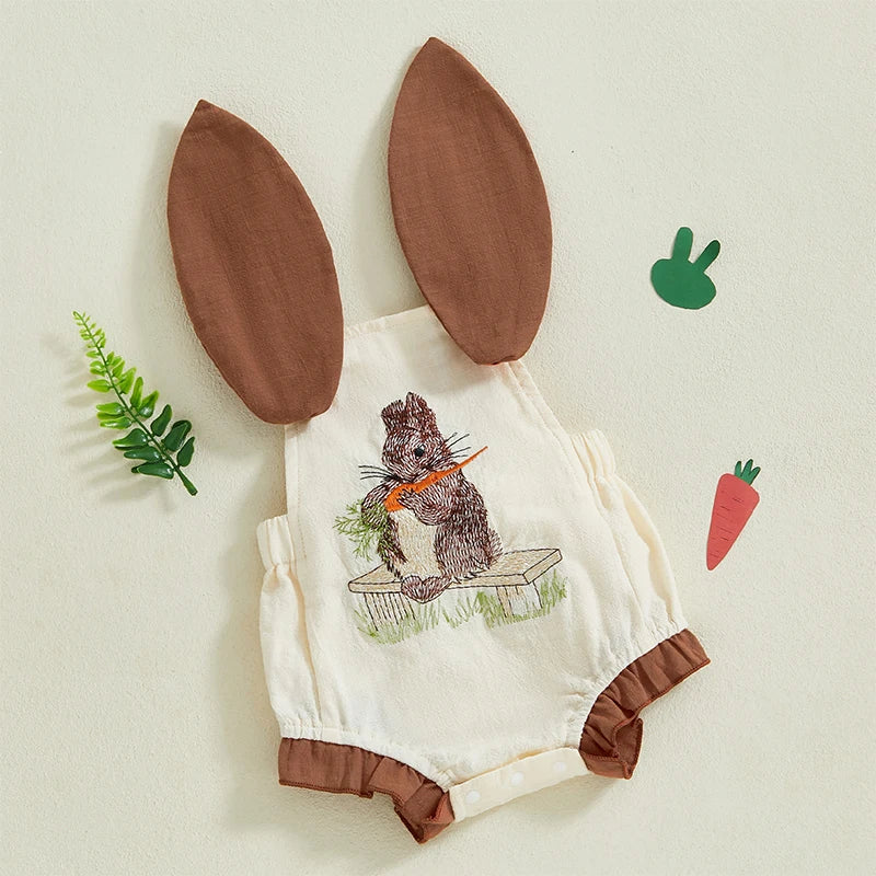 Lioraitiin Newborn Baby Boys Girls Easter Romper Sleeveless Square