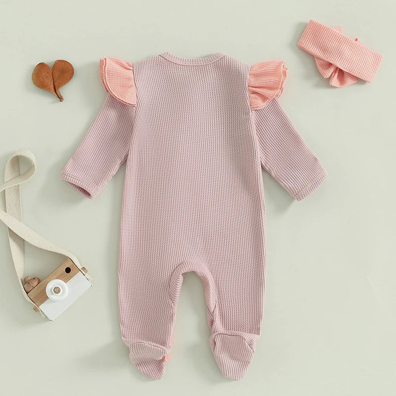 Lioraitiin Baby Girls Outfit, Long Sleeve Crew Neck Frills Zipped
